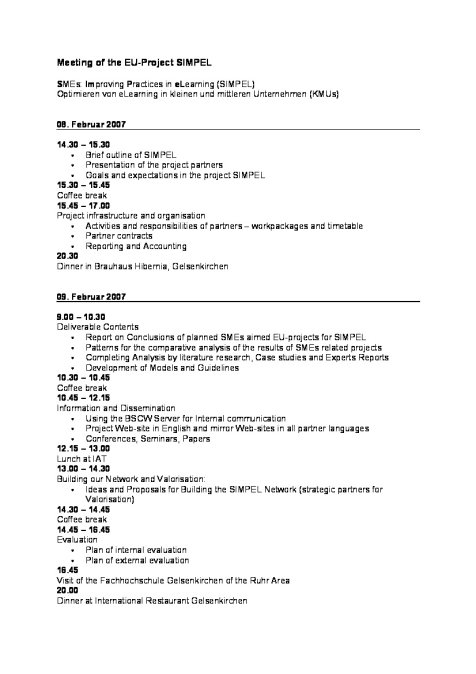 Programm Meeting of the EU-Project SIMPEL 08.-09.02.2007