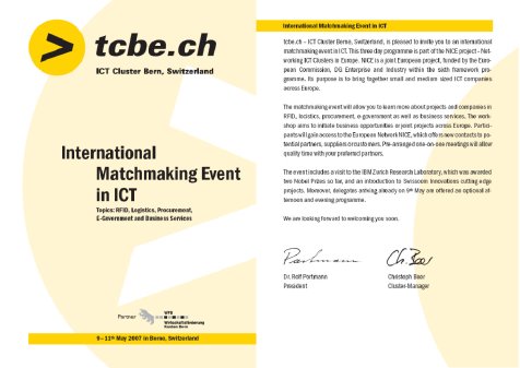 Programme International Matchmaking Event in ICT 9.-11.05.2007