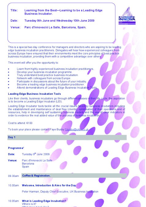 Programme Learning from the Best 2009-06-09