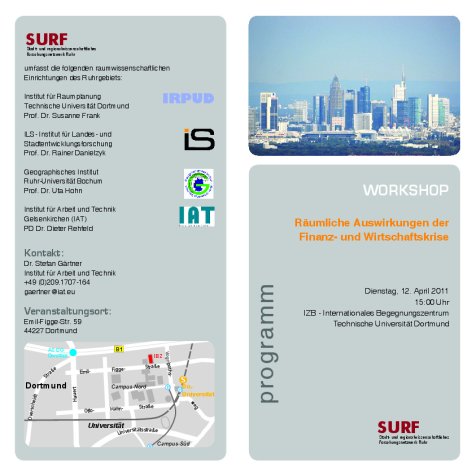 Flyer Workshop 'Räumliche Auswirkungen der Finanz- und Wirtschaftskrise' 12.04.2011