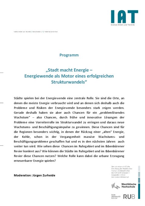 Programm 'Stadt macht Energie - Energiewende als Motor eines erfolgreichen Strukturwandels' 25.11.2013