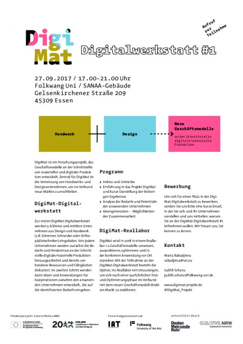 Aufruf zur Teilnahme an der Digitalwerkstatt#1 