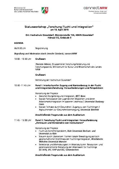 Agenda Statusworkshop April 2019