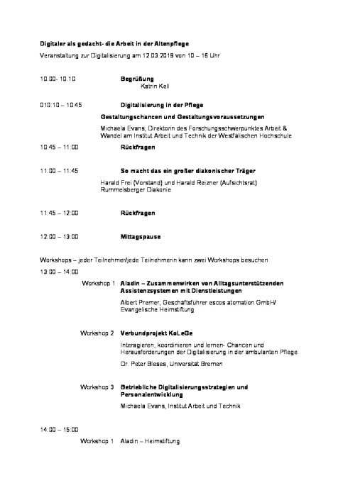 Veranstaltung Digitalisierung 12.03.19