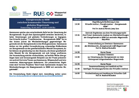 Agenda EnerTrend Abschlussveranstaltung