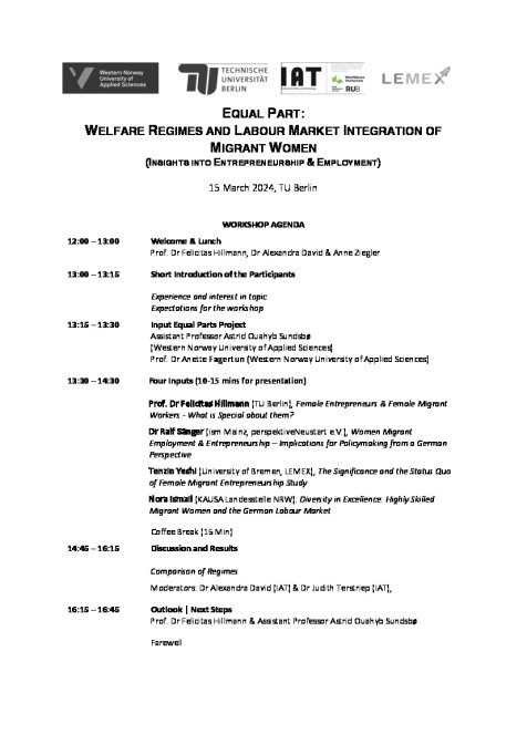 Agenda Workshop Berlin Entrepreneurship Employment Migrant Women 150224