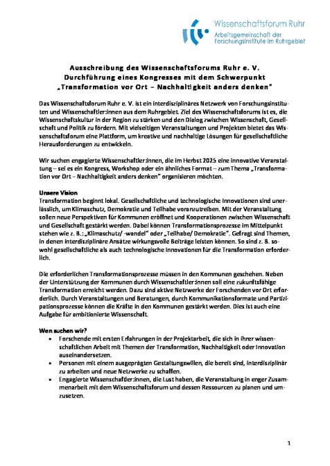 PDF mit Call zur Durchführung einer Veranstaltung