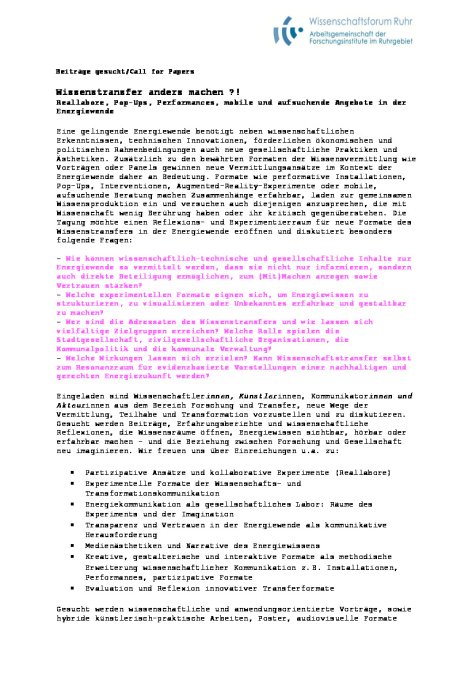 Beiträge gesucht_Wissenstransfer anders machen