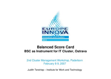 Programme 2nd Cluster Management Workshop 8-9.02.2007