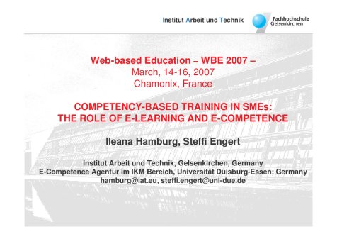 W e b - b a s e d E d u c a t i o n – W B E 2 0 0 7