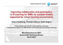 SMEs : Improving Practices in E-Learning for SMEs by suitable models supported by virtual learning enviroments
