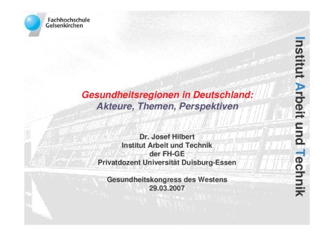 Präsentation Gesundheitsregionen in Deutschland