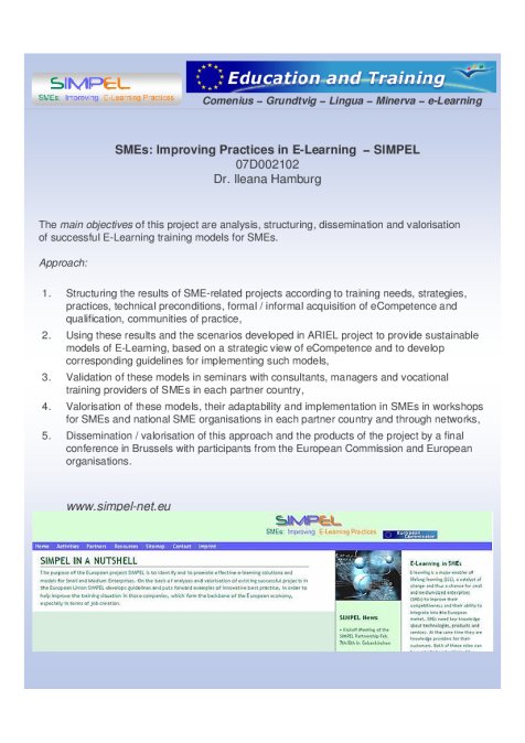 SMEs : Improving Practices in E-Learning−SIMPEL