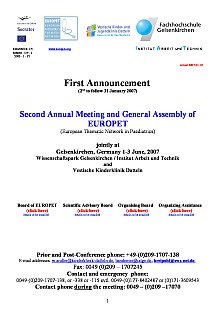 First Announcement Second  Annual  Meeting and  General Assembly of EUROPET