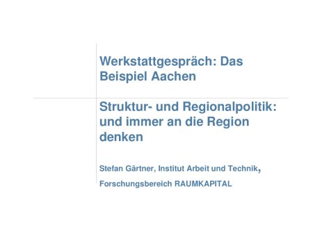 Werkstattgespräch: Das Beispiel Aachen