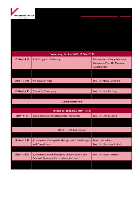 Altern im ländlichen Raum Programm