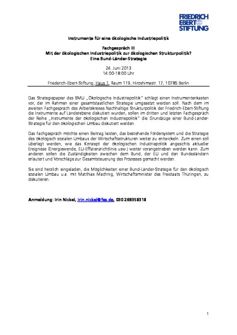 Eine Bund - Länder - Strategie Programm