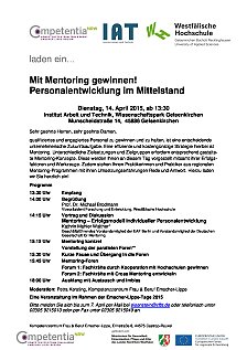 Einladung Mentoring Tagung 14.04.2015
