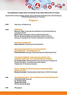 Konferenzprogramm How digitalization changes cities 06.09.2017