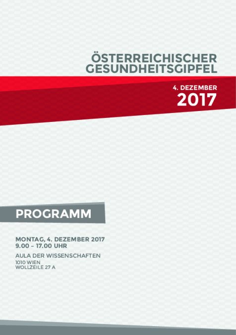 Programm Österreichischer Gesundheitsgipfel 04.12.17