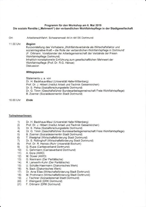 Programm Workshop Die soziale Rendite (