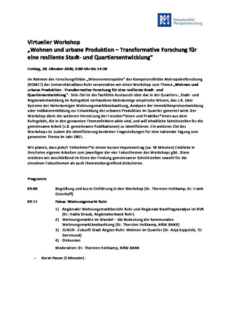 Wohnen und urbane Produktion