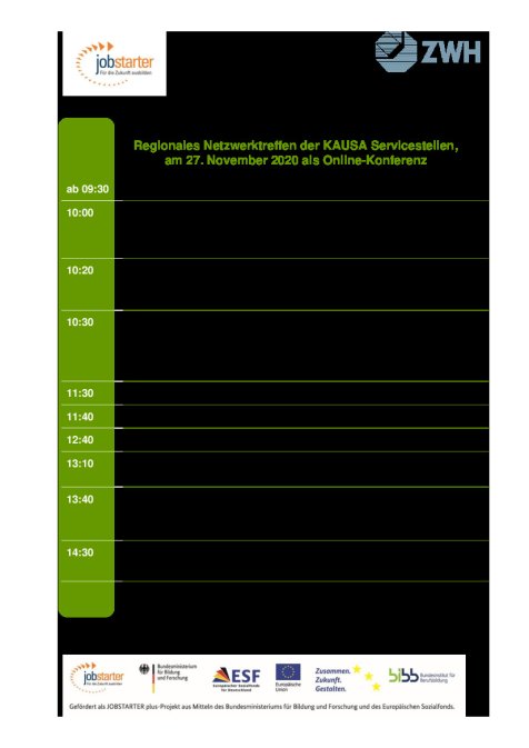 Regionales Netzwerktreffen der KAUSA Servicestellen,
am 27. November 2020 als Online-Konferenz