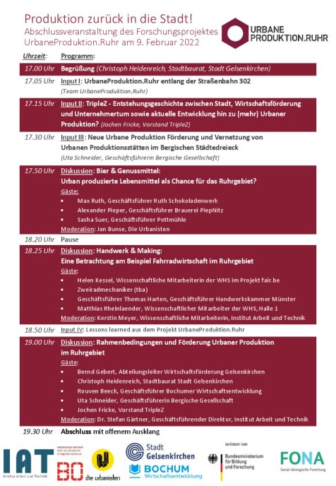 Abschlussveranstaltung UrbaneProduktionRuhr 09.02.22