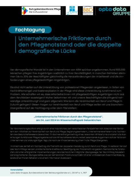 Einladung Unternhmerische Friktion durch den Pflegenotstand
