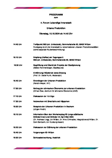 Innenstadtforum Lebendige Innenstadt 151024 Programm