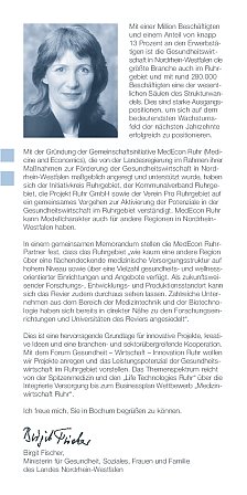 Infobroschüre zum 1. Kongress der Gemeinschaftsinitiative MedEcon Ruhr “Gesundheit – Wirtschaft – Innovation” am 25. Juli in Bochum