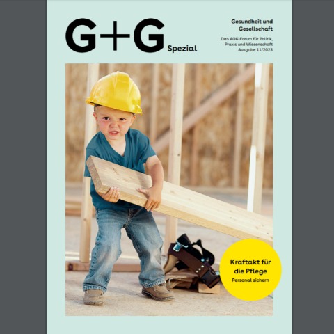 Magazincover mit einem kleinen jungen als Bauarbeiter verkleidet