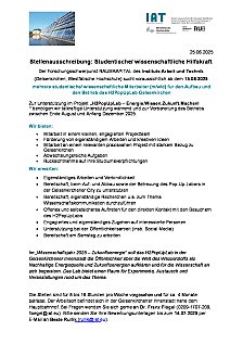 Stellenausschreibung SHK WHK H2PopUpLab 25.06.2025