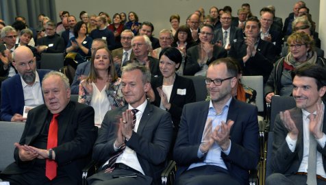 Prof. Dr. Lehner, Frank Baranowski, Prof. Dr. Kriegesmann und Prof. Dr. Uli Paetzel auf der 30 Jahre IAT Feier