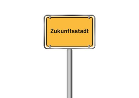 Zukunftsstadt Straßenschild/Ortseingangsschild mit dem SWchriftzug
