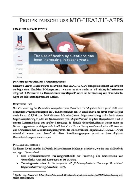 PROJEKTABSCHLUSS MIG-HEALTH-APPS
