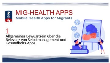 das Bild ist ein Screenshot der MIG HEALTH APPS Trainingsplattform auf https://training.apps4health.eu