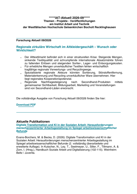 IAT Aktuell Newsletter 2026-09 IAT Aktuell Newsletter 2026-09