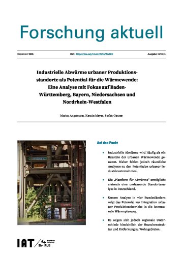 Industrielle Abwärme urbaner Produktionsstandorte als Potential für die Wärmewende: Eine Analyse mit Fokus auf Baden-Württemberg, Bayern, Niedersachsen und Nordrhein-Westfalen