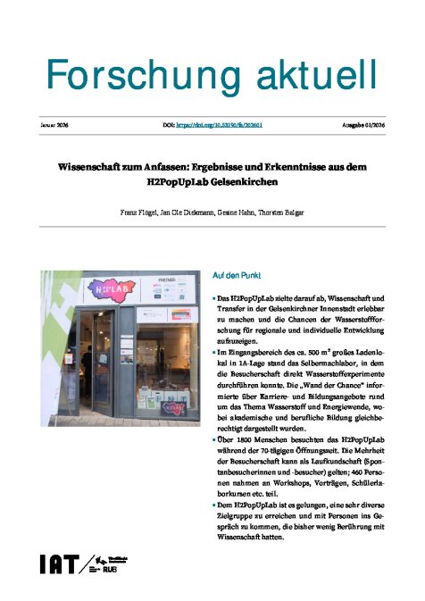 Wissenschaft zum Anfassen: Ergebnisse und Erkenntnisse aus dem H2PopUpLab Gelsenkirchen