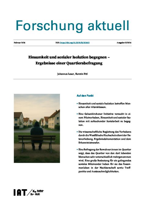 Einsamkeit und sozialer Isolation begegnen – Ergebnisse einer Quartiersbefragung