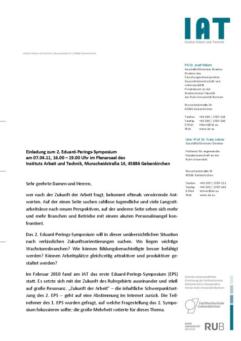 Einladung zum 2. Eduard-Perings-Symposium 07.04.2011