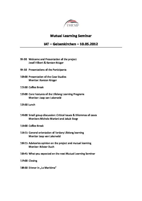 Mutual Learning Seminar 10.05.2012