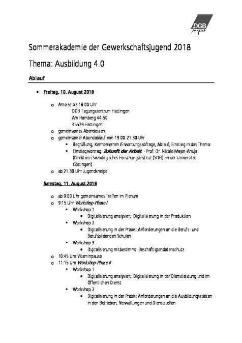 DGB Sommerakademie 2018
