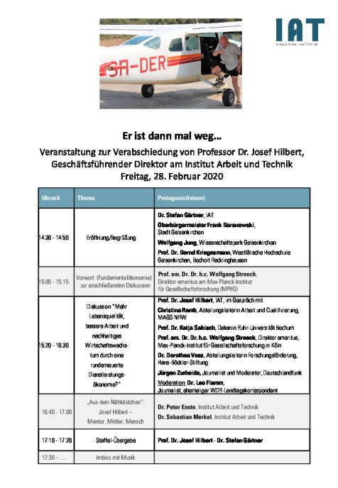 Verabschiedung Josef Hilbert Programm