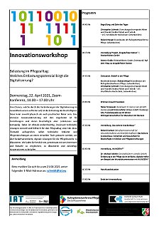 Das Programm enthält im oberen linken Bereich in bunter Ziffernabfolge den binären Code 0 und 1, was für die Digitalisierung steht.