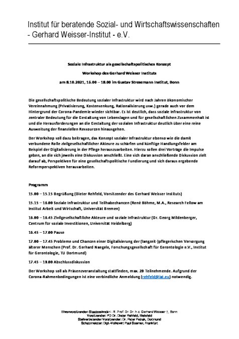 Workshop des Gerhard Weisser Instituts