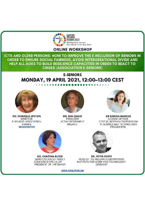 Das Programm enthält die fünf Fotos der Sprecher:innen bei der Veranstaltung in Bullaugenoptik