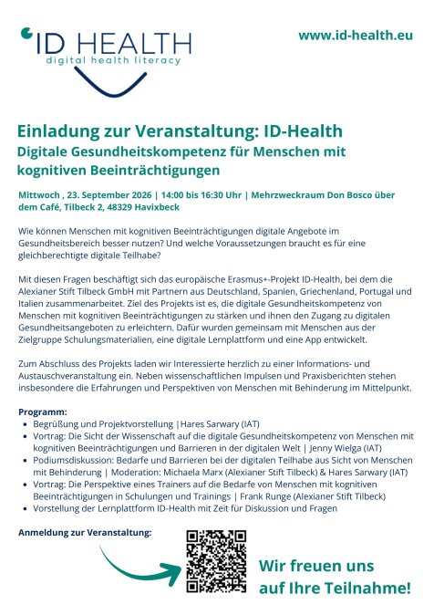 ID Health Abschlussveranstaltung 230926 Auf dem Titelbild ist das Logo von ID-Health enthalten