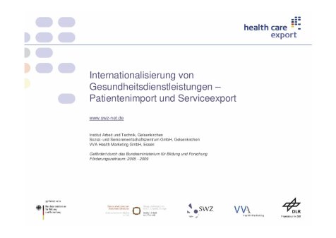 Präsentation Internationalisierung von Gesundheitsdienstleistungen - Patientenimport und Serviceexport